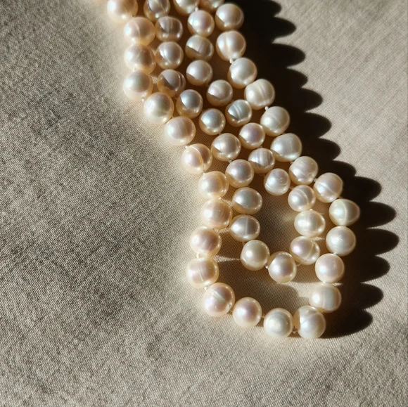 Genuine Classic White Freshwater Pearl Long Necklace - Picture 7 of 7